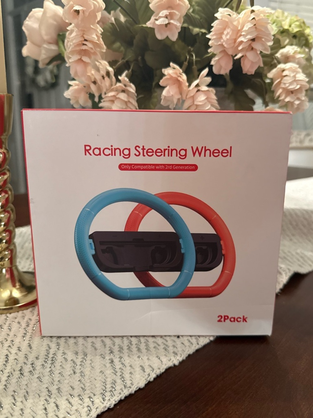 NWT. In box. Set of 2 Racing Steering Wheel Controller Grip - Blue & Red